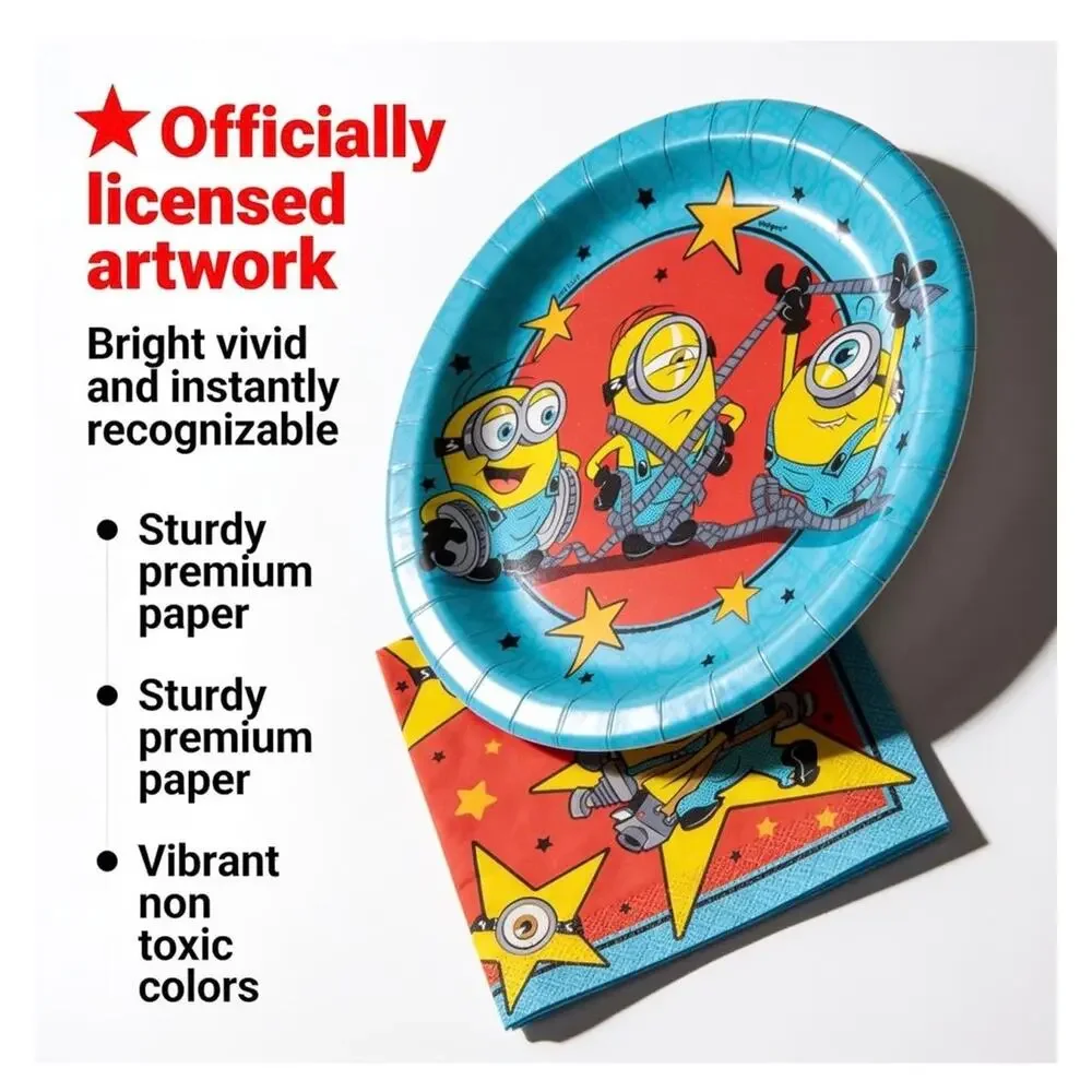 Minions Birthday Party Decorations Set for 16 Guests Banner Plates Napkins